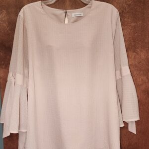 Calvin Klein Ladies Soft Pink Top - Flutter Sleeve w/elbow ties -SZL